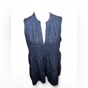 Amanda uprichard Navy blue and black tweed v neck mini layered dress.